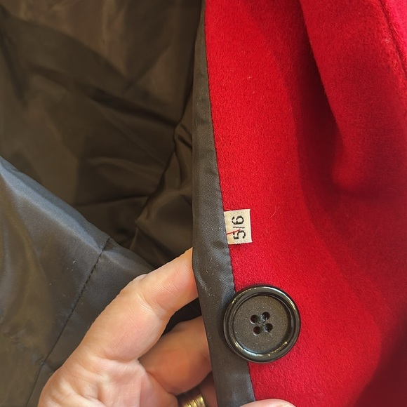 International Scene Vintage Women’s red‎ wool trench coat jacket size 5 / 6 - Picture 8 of 12